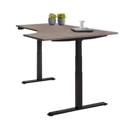 Elektrisch verstelbaar wingbureau XFWING - Logan eiken/zwart